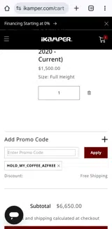 iKamper coupon verification screenshot