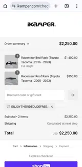 iKamper coupon verification screenshot