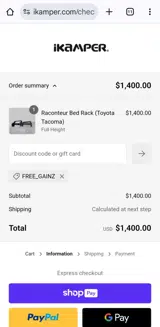 iKamper coupon verification screenshot
