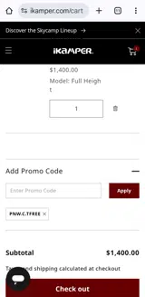 iKamper coupon verification screenshot