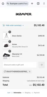 iKamper coupon verification screenshot