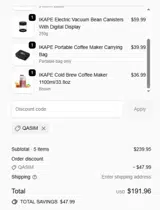 QASIM coupon verification screenshot
