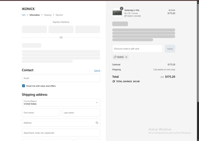 Ikonick checkout page showing Ikonick discount code box | Screenshot taken by SimplyCodes community member on Aug 13, 2025