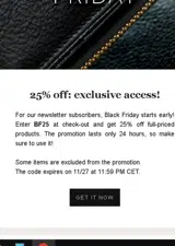 BF25 coupon verification screenshot