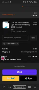 LIGHTUP50LP coupon verification screenshot