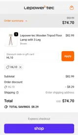 HL10 coupon verification screenshot