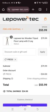 Pre30 coupon verification screenshot