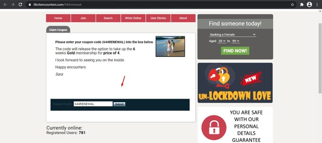 Illicit Encounters checkout page showing Illicit Encounters discount code box | Screenshot taken by SimplyCodes community member on Mar 20, 2022