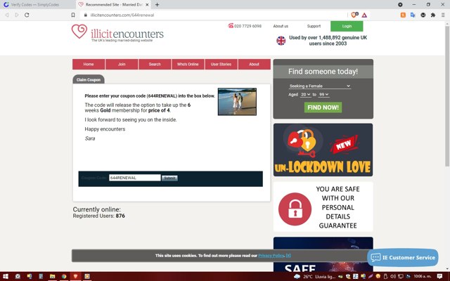 Illicit Encounters checkout page showing Illicit Encounters discount code box | Screenshot taken by SimplyCodes community member on Nov 11, 2021