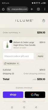 NORUSH coupon verification screenshot