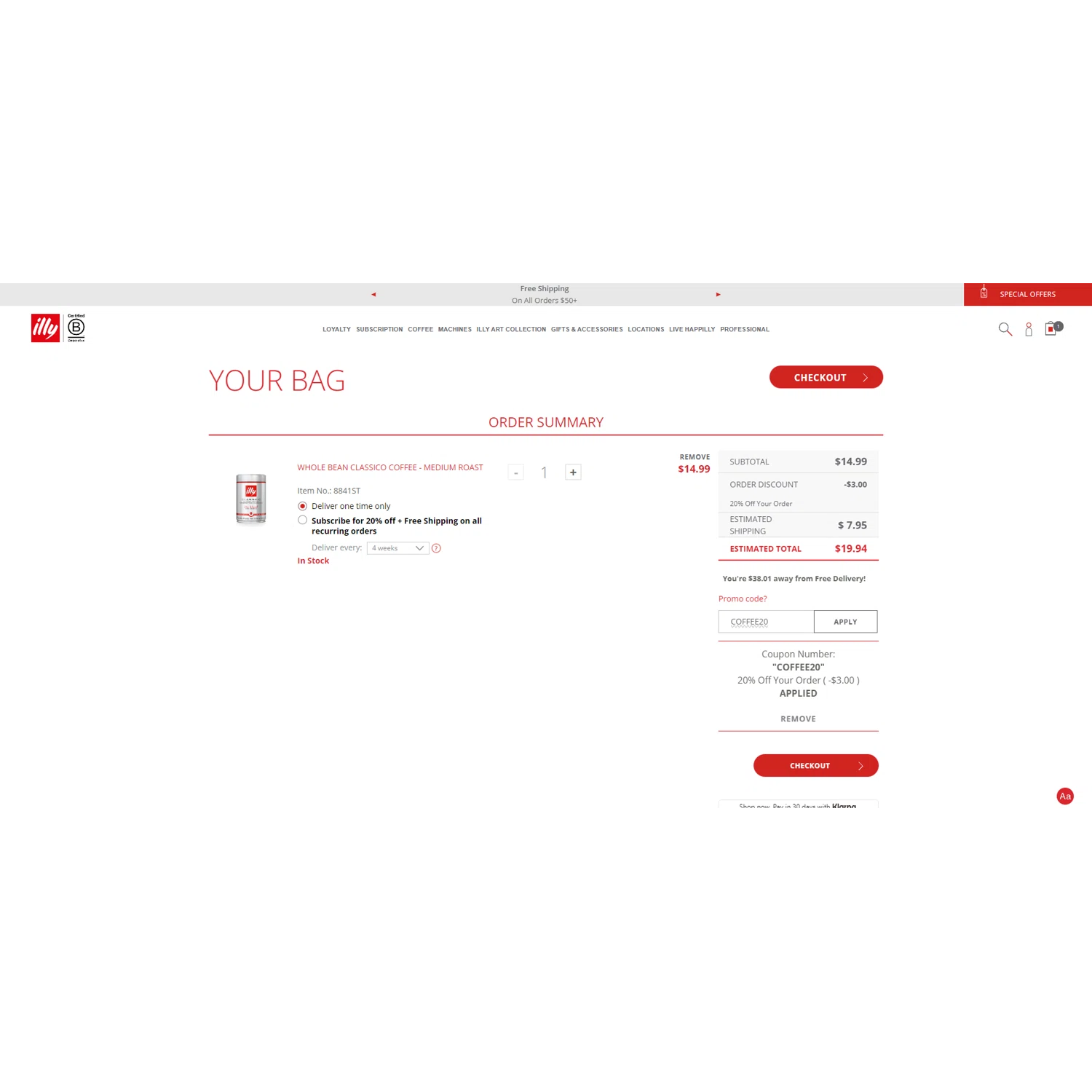 where to use illy promo code box