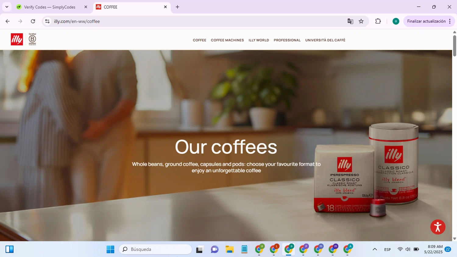 illycaffè promo code screenshot showing code PB15 applied at illycaffè checkout page. Uploaded by SimplyCodes community member SavingsSaver1804 on May 22, 2025