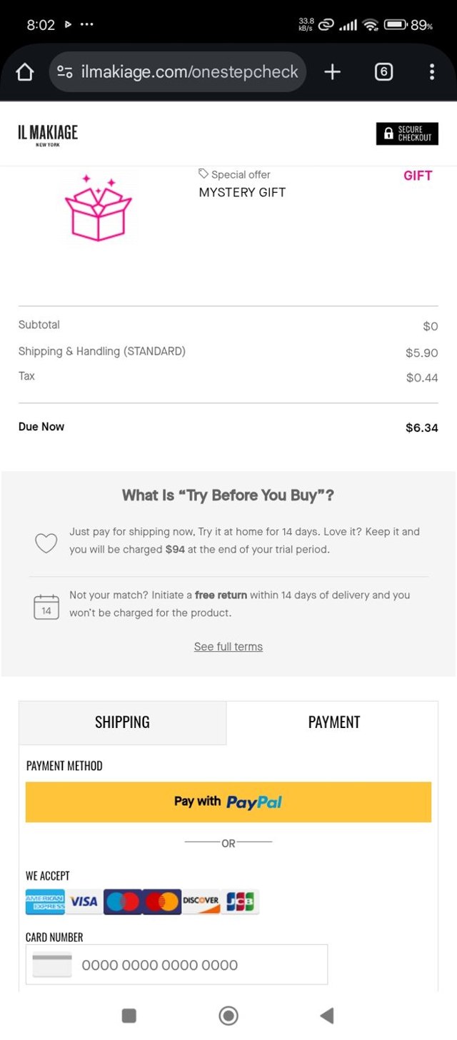IL MAKIAGE checkout page showing IL MAKIAGE promo code box | Screenshot taken by SimplyCodes community member on Jul 13, 2025