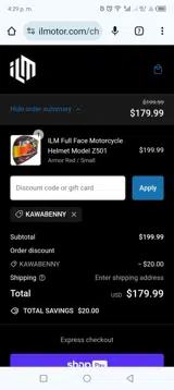 Kawabenny coupon verification screenshot