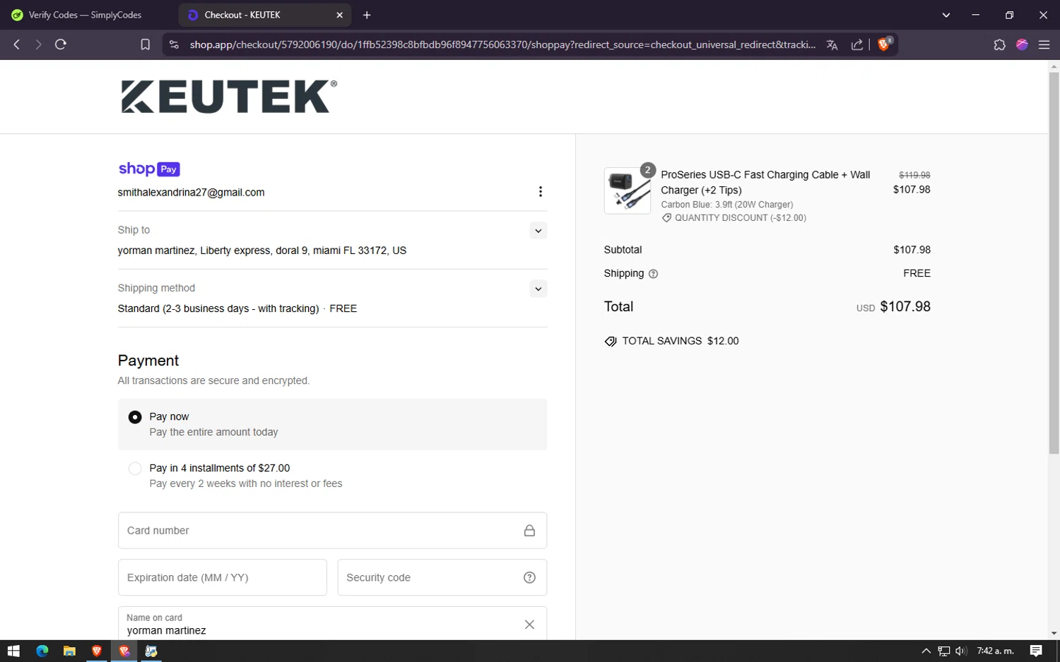 iLOLA Tea promo code screenshot showing code LAURABRUJ20 applied at iLOLA Tea checkout page. Uploaded by SimplyCodes community member lareinadecupones on Feb 26, 2025