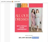 DRESSES25 coupon verification screenshot