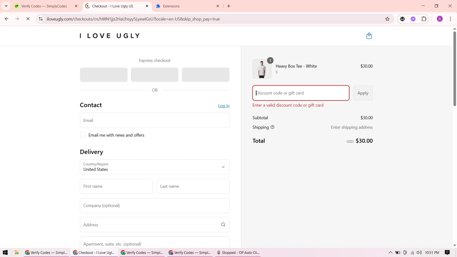 I Love Ugly discount code screenshot showing code Sale20 applied at I Love Ugly checkout page. Uploaded by SimplyCodes community member ShrewdMaverick9198 on Aug 13, 2025
