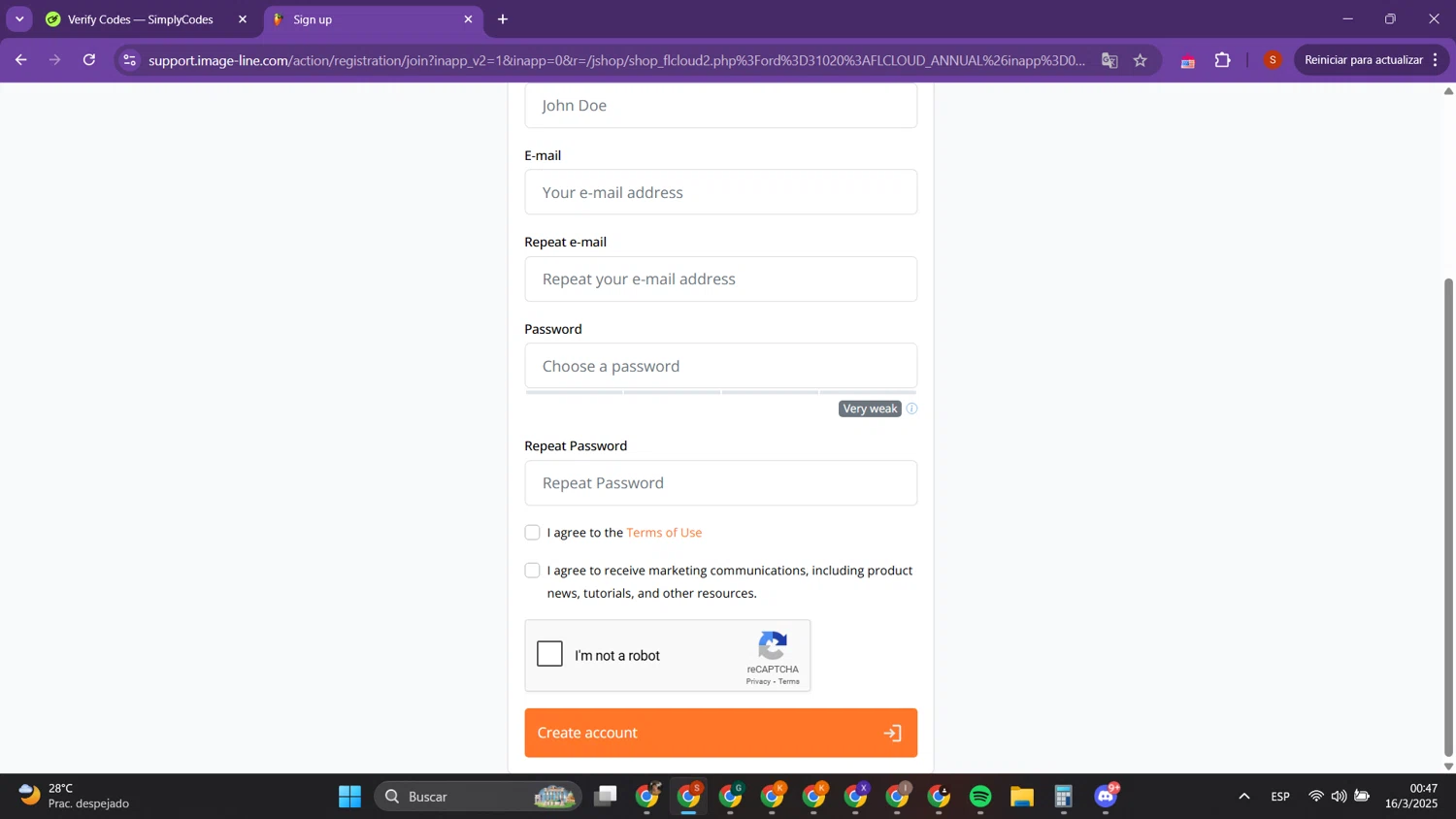 Image-Line promo code screenshot showing code EDAJCI416 applied at Image-Line checkout page. Uploaded by SimplyCodes community member PrimeTracker2179 on Mar 16, 2025