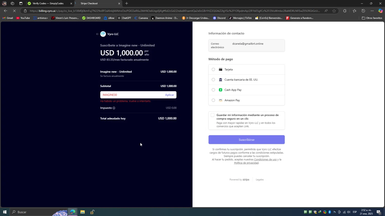 Imagine Art promo code screenshot showing code IMAGINE30 applied at Imagine Art checkout page. Uploaded by SimplyCodes community member SavvyScholar7013 on Jan 21, 2025