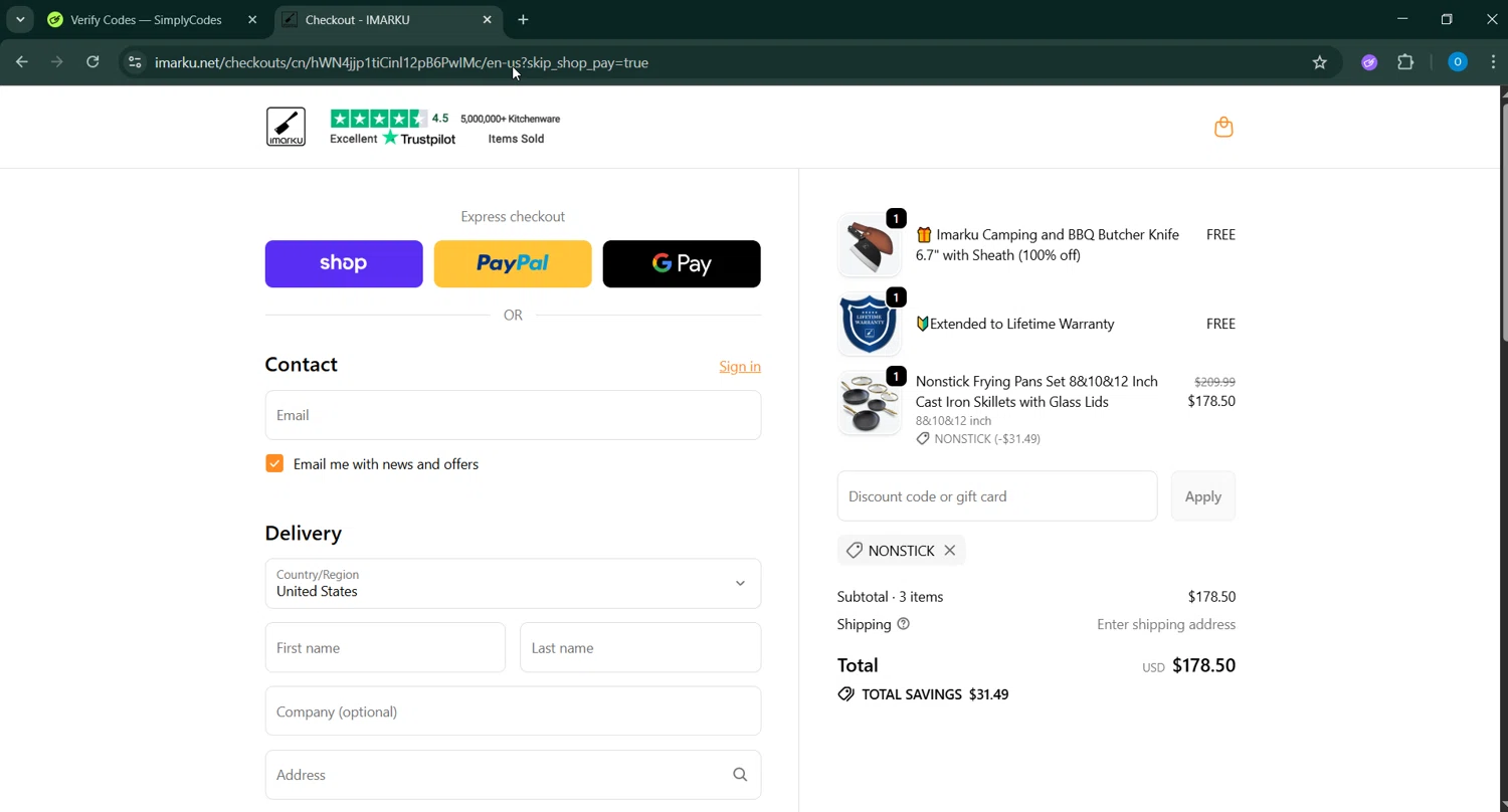 iMarku coupon code screenshot showing code Nonstick applied at iMarku checkout page. Uploaded by SimplyCodes community member GoldAdmiral5202 on Oct 31, 2025