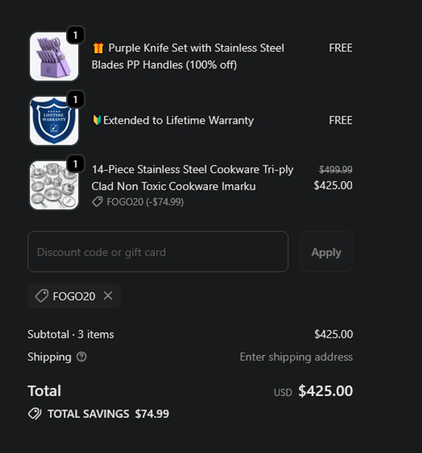 iMarku coupon code screenshot showing code FOGO20 applied at iMarku checkout page. Uploaded by SimplyCodes community member xocelot44x on Nov 23, 2025