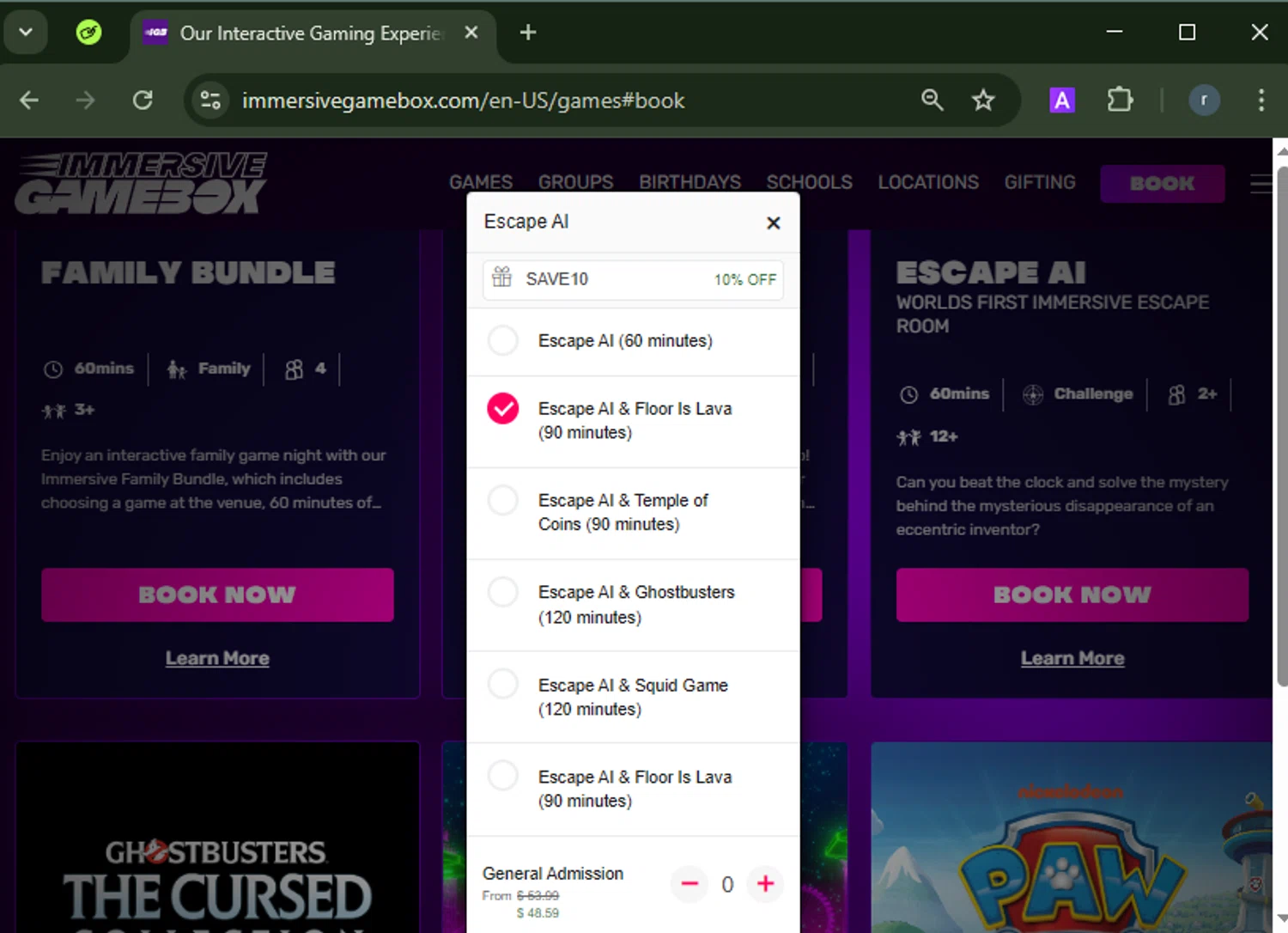 Immersive Gamebox checkout page showing Immersive Gamebox discount code box | Screenshot taken by SimplyCodes community member on Mar 20, 2025