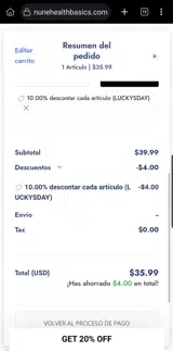 LUCKYSDAY coupon verification screenshot