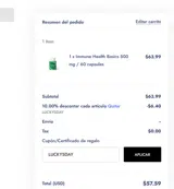 LUCKY10 coupon verification screenshot