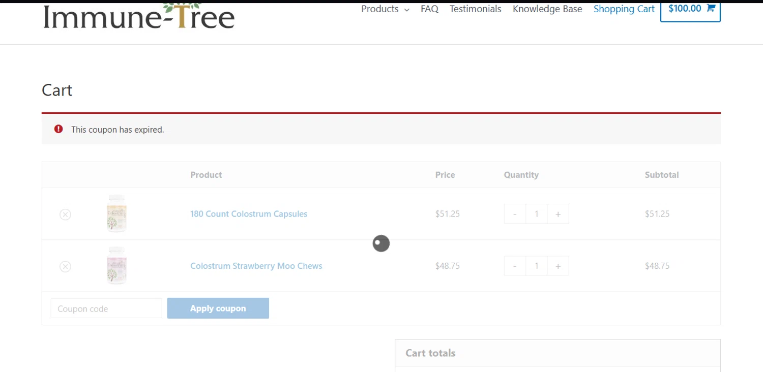 Immune Tree coupon code screenshot showing code BLACKFRIDAY applied at Immune Tree checkout page. Uploaded by SimplyCodes community member CoinWarden5517 on Apr 20, 2025