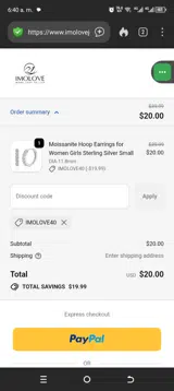 Imolove coupon verification screenshot
