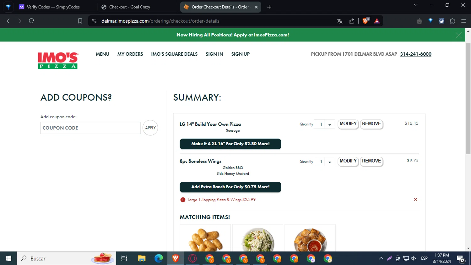 how to use IMO'S Pizza coupons