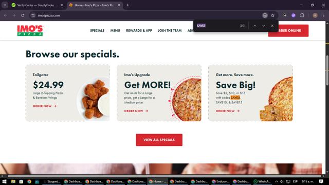 Imo's Pizza checkout page showing Imo's Pizza coupon code box | Screenshot taken by SimplyCodes community member on Aug 28, 2025