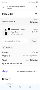 Impact Gel coupon verification screenshot
