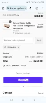 Impact Gel coupon verification screenshot