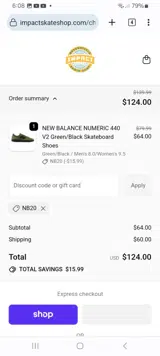 NB20 coupon verification screenshot
