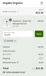 Save50 coupon verification screenshot