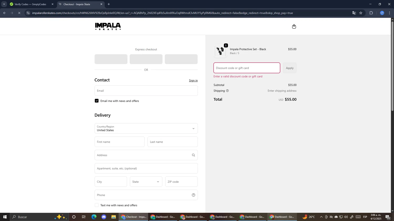 Impala Skates discount code screenshot showing code VIP15 applied at Impala Skates checkout page. Uploaded by SimplyCodes community member RoyalExpert3857 on Dec 4, 2025