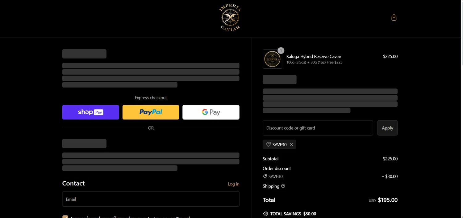 how to use Imperia Caviar coupons