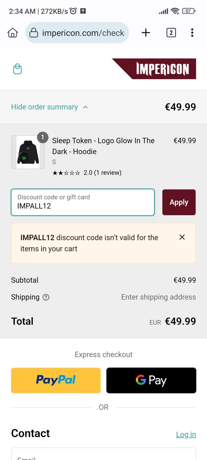 where to use Impericon promo code box