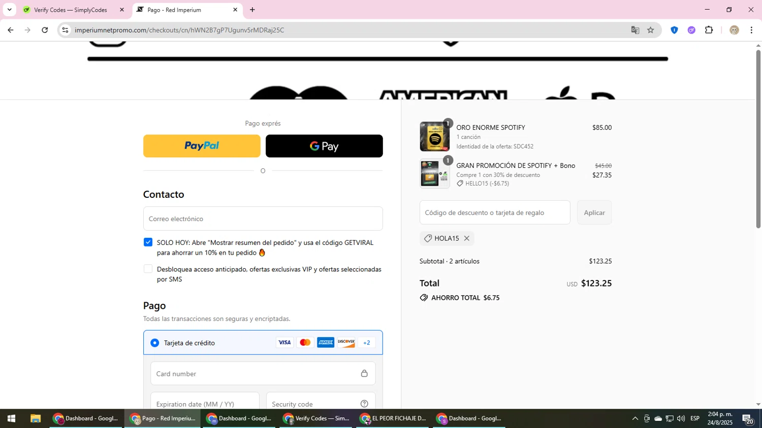 Imperium Network promo code screenshot showing code HELLO15 applied at Imperium Network checkout page. Uploaded by SimplyCodes community member NobleScholar4826 on Aug 24, 2025