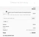 Impuria Ear Piercing Jewelry coupon verification screenshot