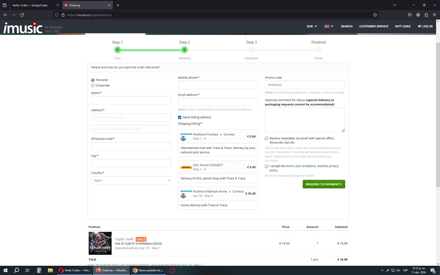 iMusic checkout page showing iMusic promo code box | Screenshot taken by SimplyCodes community member on Apr 11, 2024