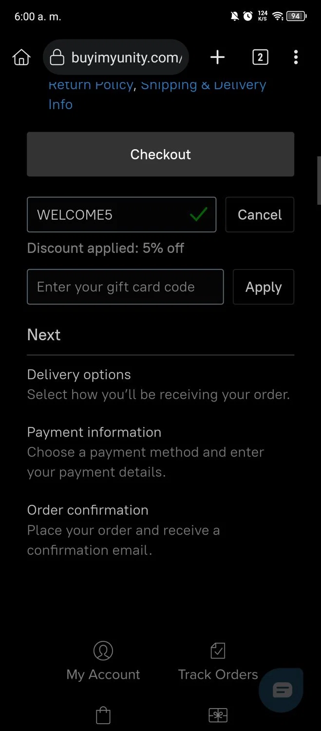 I'm-Yunity checkout page showing I'm-Yunity promo code box | Screenshot taken by SimplyCodes community member on Aug 20, 2024