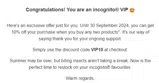 vip10 coupon verification screenshot