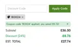 BOX24 coupon verification screenshot