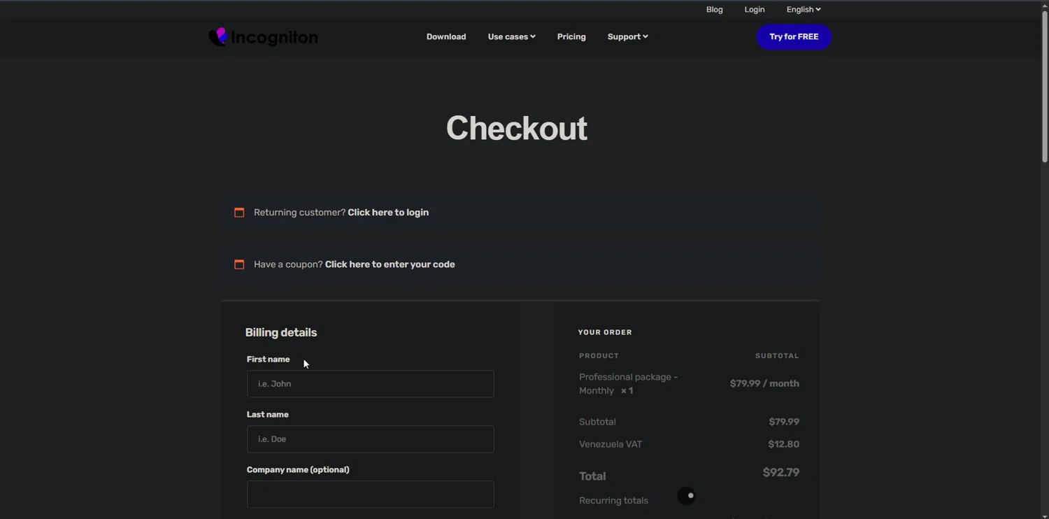Incogniton coupon code screenshot showing code UPITNOW15 applied at Incogniton checkout page. Uploaded by SimplyCodes community member Nor_man on Dec 5, 2025