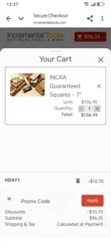 HDAY1 coupon verification screenshot