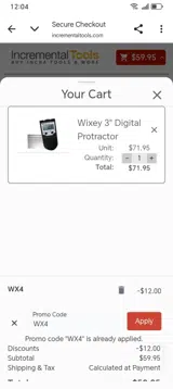 WX4 coupon verification screenshot