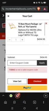 TSBM2 coupon verification screenshot