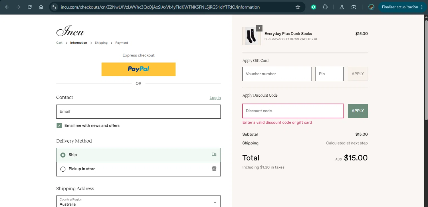 Incu promo code screenshot showing code TAF20 applied at Incu checkout page. Uploaded by SimplyCodes community member MariaCorinaMachado on Mar 11, 2025